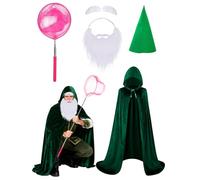 TOHONGADON Halloween Gnome Costumes, Dwarf Costumes with Hats Beards Eyebrow Cloak Accessories, Gnome Dwarf Costume for Halloween Party