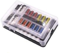 TOHUBE 12-Way Blade Fuse Box with LED Indicator, 12 Circuits, Black, Plastic, CE Certified