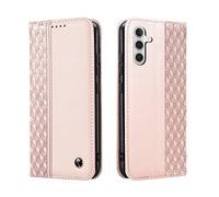 TOHULLE Case for Samsung Galaxy A16 5G, Premium PU Leather Wallet Case Card Holder Kickstand Built-in Magnetic Closure Plaid Pattern Flip Folio Phone Cover for Samsung Galaxy A16 5G - Rose Gold