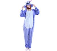 TOHYOZIJ Unisex Adult Animal Onesie Pyjamas, Halloween Carnival Cosplay Costume, Plush One Piece Cosplay Suit for Adults, Women and Men Homewear (Blue Stitch, Large), blue