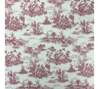 Toile De Jouy French Lovers Printed Cotton Rich Linen Vintage Look Dress, Curtain, Furnishing, Upholstery Home, Fabric Material (per Half Metre, Red)