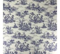 Toile De Jouy French Lovers Printed Cotton Rich Linen Vintage Look Dress, Curtain, Furnishing, Upholstery Home, Fabric Material (per Half Metre, Blue)