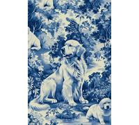 Toile de Jouy Golden Retriever Notebook - Hard Cover, Cream Smooth Pages, 6x9