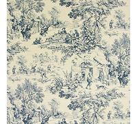 Toile de Jouy - Steel Blue - Sold by The Meter from 0.5 m - to sew Throws and Blankets and Blankets