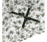 Toile-Inspired Wrapping Paper Gift Wrap - Pagoda & Palm Tree Design - For Men, Women - For Birthday, Christmas, Wedding, Housewarming - by Dyefor - 1 Sheet (50cm x 65cm)