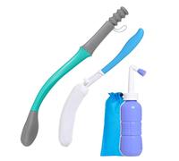 Toilet Aids Set for Wiping - Long Handle Butt Wiper for People Overweight, Elderly and Disabled, Bottom Buddy Wiping Aid for Bathroom (4PCS Personal Hygiene Kit)