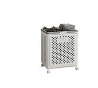 Toilet Bathroom Laundry Basket Folding Dirty Clothes Storage With Wheels Removable(Big-White-B)