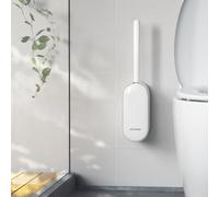 Toilet Bowl Brush and Holder, OSCIOSS Toilet Brush & Holder Set with Ergonomic Design, Compact Size, Durable Bristles, Ventilation Slots Base for Bathroom