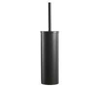 Toilet Bowl Brush and Holder, Stainless Steel Handle Toilet Cleaner Brush with Lid and Durable Scrubbing Bristles for Bathroom Cleaning (Black - Standing)