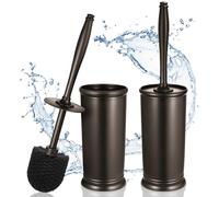 Toilet Bowl Brush Holder Set: 2 Pack Modern Deep Cleaning Bathroom Toilet Scrubber with Caddy for rv - Rim Decorative Accessories Cleaner Brushes for Toilet - Bronze1