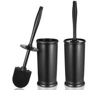 Toilet Bowl Brush Holder Set: 2 Pack Modern Deep Cleaning Bathroom Toilet Scrubber with Caddy for Rv - Rim Decorative Accessories Cleaner Brushes for Toilet - Black