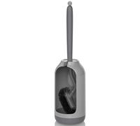 Toilet Bowl Brush Holder Set: Bathroom Deep Cleaning Toilet Cleaner Scrubber Under Rim with Curved Bristle for Dead Corner Clean - Hidden Modern Rv Toilet Decorative Accessories with Caddy - Grey