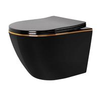 Toilet Bowl Rea Carlo Mini Tornado Black Black Gold Edge