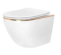 Toilet Bowl Rea Carlo Mini Tornado/dur/flat/zm White Gold Edge, Ceramic