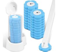 Toilet Bowl Wand Holder Set with 18 Refills Toilet Brush with Extended Handle Save Space Cleaner Wand for Sink Bathtub Wash Basin Mop Pool (White+18Sea Scented Blue Brush Heads)