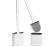 Toilet Brush, 2 Pack Bathroom Silicone Toilet Brushes and Holder Sets with Soft Flexible Bristles, Toilet Brushes with holders