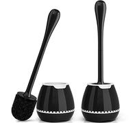 Toilet Brush 2 Pack, Toilet Bowl Brush with Ventilated Holder and Ergonomic Long Handle, Durable Bristles Toilet Scrubber Set for Bathroom Cleaning(Black)