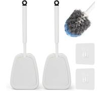 Toilet Brush, 2 Pack Toilet Brush wiht Holder - Compact White Toilet Brush Set for Thorough Bathroom Cleaning (White)