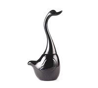 Toilet Brush and Holder, Bathroom Full Closed Toilet Brush Set Ceramic Base long Plastic Handle Cleaning Brush Novelty Swan toilet brush (Black)