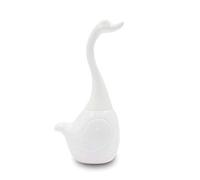 Toilet Brush and Holder, Bathroom Full Closed Toilet Brush Set Ceramic Base long Plastic Handle Cleaning Brush Novelty Swan toilet brush (White)