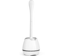 Toilet Brush and Holder, Toilet Bowl Brush with Ventilated Holder and Ergonomic Long Handle, Durable Bristles Toilet Scrubber Set for Bathroom Cleaning(White)