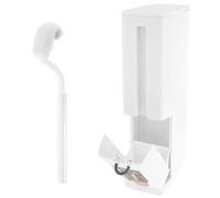 Toilet Brush and Waste Bin Set Integrated Toilet Bin Brush Set Narrow Plastic Trash Can Toilet Brush With Flip Lid Draining Design Toilet Brush Waste Bin With Garbage Bag Export for Bathroom