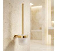 Toilet Brush + Cup Tempered Glass Gold Colour Finished Zamak Wall Mounted