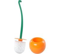Toilet Brush Holder,Cherryy Shape Scrubber Cleaner Set For Bathroom,Compact Good Grip Long Handle Bathroom Toilet Brush, ABS Plastic Handle, Decorative Deep Cleaning Tool (Orange)