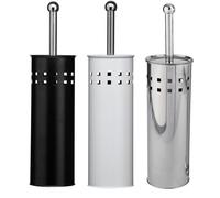 Toilet Brush & Holder Round Metal Toilet Brush Attached Lid Toilet Cleaner BrushFree Standing Loo Reflective Brush with Bristles (2 Pack, Silver)
