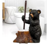 Toilet Brush Holder Set for Bathroom Super Cute Bear Base Solidly Toilet Bowl Brush and Holder Flexible and Durable Style Stylish Toilet Cleaner Brush Saving Storage Space Toilet Brushes for Bathroom