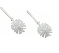 Toilet Brush Plastic (2 Pack)- Toilet Brush Plastic Tough Bristles with Synthetic Fibres Deep Cleaning Toilet Brushes Ideal For Bathroom And ToiletFits All Holders (White)