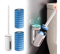 Toilet Brush Replacement, Disposable Toilet Brush & Wand Kit - Hygienic Cleaning System for Toilet, Sink, Bathtub, Wash Basin Includes Replacement Brush Heads Toilet Roll (2PCS-2 Blue)