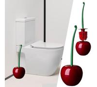 Toilet Brush Set Creative Lovely Cherry Shape Hideaway Compact Lavatory Brush with Holder Bathroom Tool(A-Cherry,One Size)