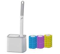 Toilet Brush Set with 18 Replacement Heads Long Handled Design & Scrub Pads for Effortless Bathroom Cleaning Convenient & Hygienic (Gray)