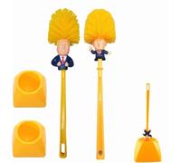 Toilet Brush, Trump Toilet Brush, Donald Trump Cleaning Brush with Holder, Toilet Brush Fun, Toilet Cleaning Brush, with Long Handle and Storage Stand, It Is Suitable for Daily Cleaning