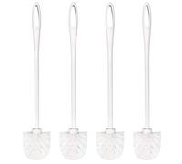 Toilet Brush White Soft Bristle Long Handle Toilet Brush and Holder Eco Plastic Toilet Bowl Brush Cleaner -14.17 inch Handle Length (4 Pack)
