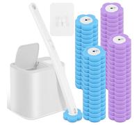 Toilet Brush with 66 Refills Head Wall Mounted Toilet Wand Kit Toilets Brush and Holder Set 360° Deep Toilets Cleaning Systemfor Home Hotel Caravan(white,Cleaning brush + 66 replacement heads)