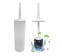 Toilet Brush with Drainage Holder Set,Flex Silicone Anti-Clog Anti-Drip Brush Head, White, 2-Pack