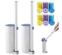 Toilet Brush with Holders 2 Pack - Bowl Buddy Toilet Brush with 48 Refills Wall Mounted Toilet Wand Kit Toilet Cleaning System for Bathroom, Wash Basin and Bathtub Sink
