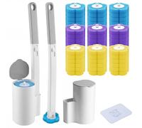 Toilet Brush with Holders 2 Pack - Bowl Buddy Toilet Brush with 54 Refills Wall Mounted Toilet Wand Kit Toilet Cleaning System for Bathroom, Wash Basin and Bathtub Sink