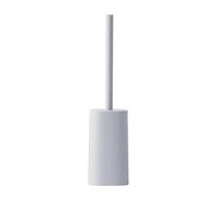 Toilet brush with Lshaped handle and base plastic cleaning tool for bathroomgray and omic design for easy bathroom hygiene