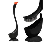 Toilet Brush with Plunger - Toilet Cleaning Set with Integrated Cleaner Holder, Refined Swan Shape | Stain Resistant Brush for Hard Corners, Complete Solution for Household Bathrooms M