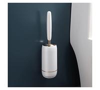 Toilet Brush with Silicone Handle - No Dead Angle Design, Wall-Mounted, Easy Toilet Cleaning, Durable, Stylish White & Gold Bathroom Essential