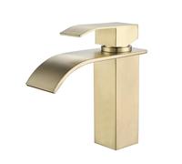 Toilet Brushed Gold Faucet Tap 304 Stainless Steel Waterfall Washbasin, Hot and Cold Water Mixed Bathroom Basin,High-Pressure Resistant
