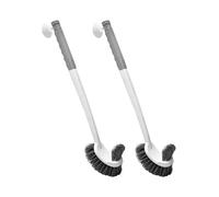 Toilet Brushes Long Handled Toilet Brush Suction Cup Type Hole Wall Mounted Double-Sided Elbow No Dead Corners Cleaning Squatting Sink(Grey-2pcs)
