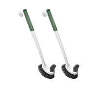 Toilet Brushes Long Handled Toilet Brush Suction Cup Type Hole Wall Mounted Double-Sided Elbow No Dead Corners Cleaning Squatting Sink(Green-2pcs)