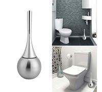 Toilet Brushes, Portable Stainless Steel Cleaning Brush with Holder Set for Bathroom Shower Rooms(Silver)