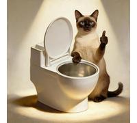 Toilet Cat Bowl Wall-Mounted, Stainless Steel Pet Water Feeder with Removable Insert, Manual Refill for Home Office, Gifts for Pet Lovers white