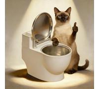 Toilet Cat Bowl Wall-Mounted, Stainless Steel Pet Water Feeder with Removable Insert, Manual Refill for Home Office, Gifts for Pet Lovers silver