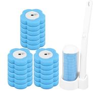 Toilet Cleaning Kit Set, Toilet Brush Wand Kit with Handle Cleaner Brush Toilet Cleaning System for Sink Bathtub Wash Basin Mop Pool (White Handle+storage Caddy+18 Blue Brush Heads)
